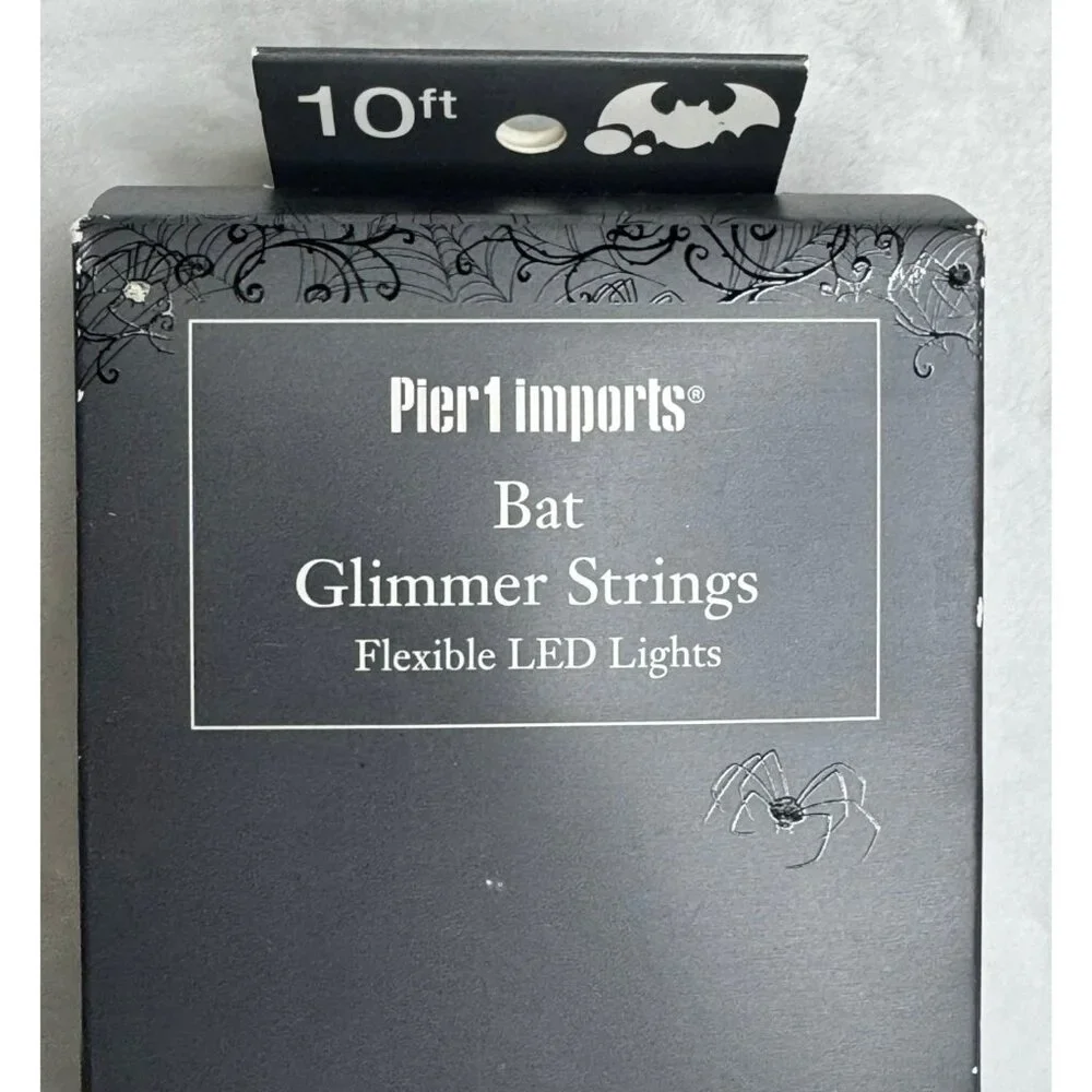 Pier 1 Imports Bat Glimmer Strings Flexible LED Lights 10ft 60 Lights Halloween